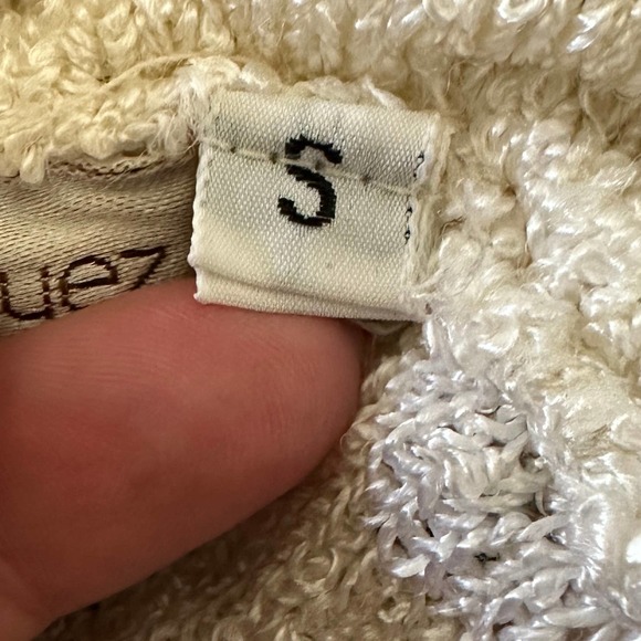 MARIA RODRIGUEZ | 80s Vintage White Linen blend knit turtleneck Sweater - Size S - Picture 6 of 6